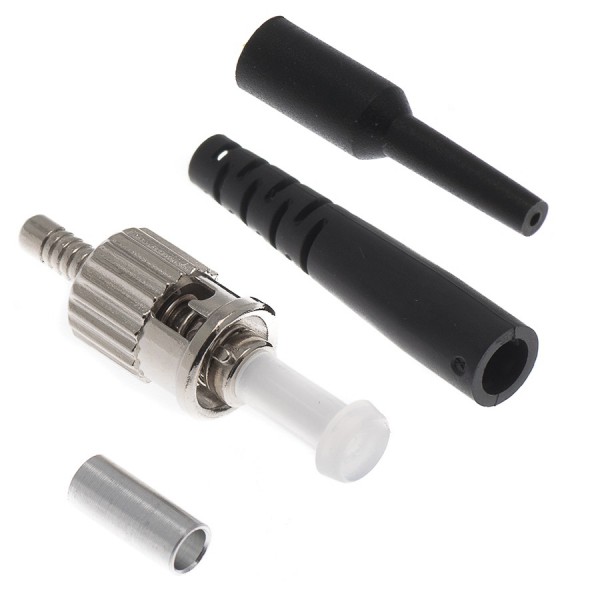 Epoxy & Polish Fibre Optic Connector Simplex MM ST Ceramic Black 3mm & 900 Microns