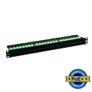 Cat6 Patch Panel Right Angle Unshielded 16 Port 1U Black