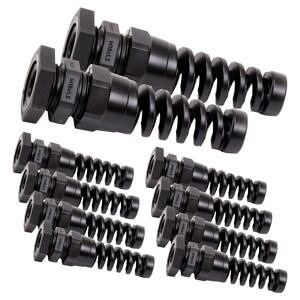 Strain Relief Gland & Nut M20 Nylon IP68 Black Clearance Hole 20mm Cable Dia 10mm-14mm