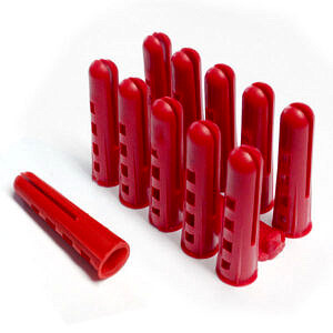 Red Plastic Wall Plug Solid Wall (pk 100)