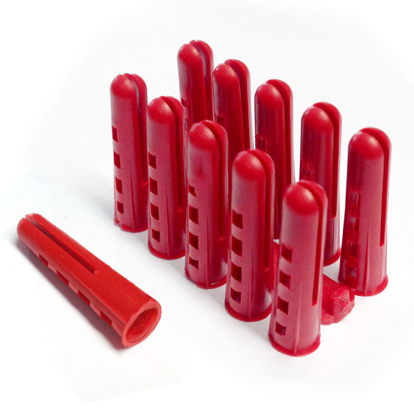 Red Plastic Wall Plug Solid Wall (pk 100)