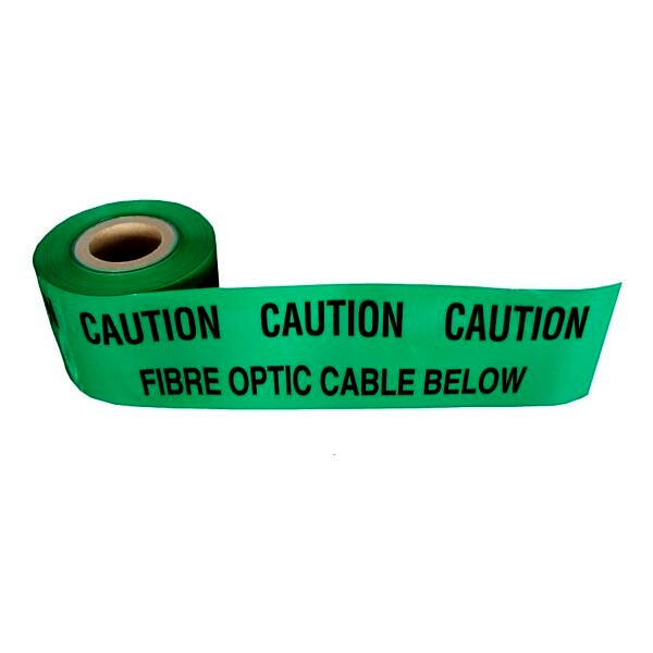 Green 'Caution Fibre Optic Cable Below' Tape Non Detectable 150mm x 365m