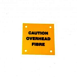 Caution Overhead Fibre Labels (pk 10)
