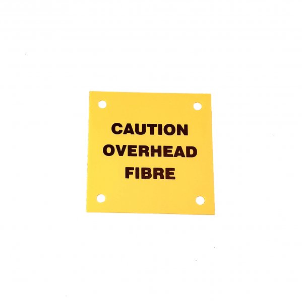 Caution Overhead Fibre Labels (pk 10)