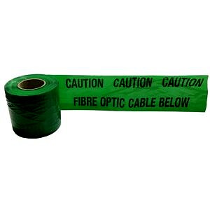 Green 'Caution Fibre Optic Cable Below' Tape Non Adhesive 150mm x 100m with Detectable Tracer Wire